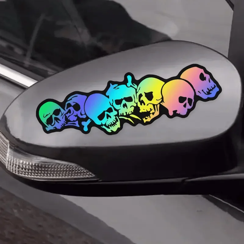 Gothic Skull Totem Sticker 2PCS Waterproof Vinyl Decal for Motorcycle Car Truck Bike Helmet Scratch Cover Halloween Decor