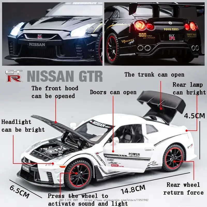 1:32 NISSAN GTR R35 voiture de sport modèle de voiture en alliage moulé sous pression et véhicules jouets voitures jouets Simulation enfant jouets pour enfants cadeaux jouet