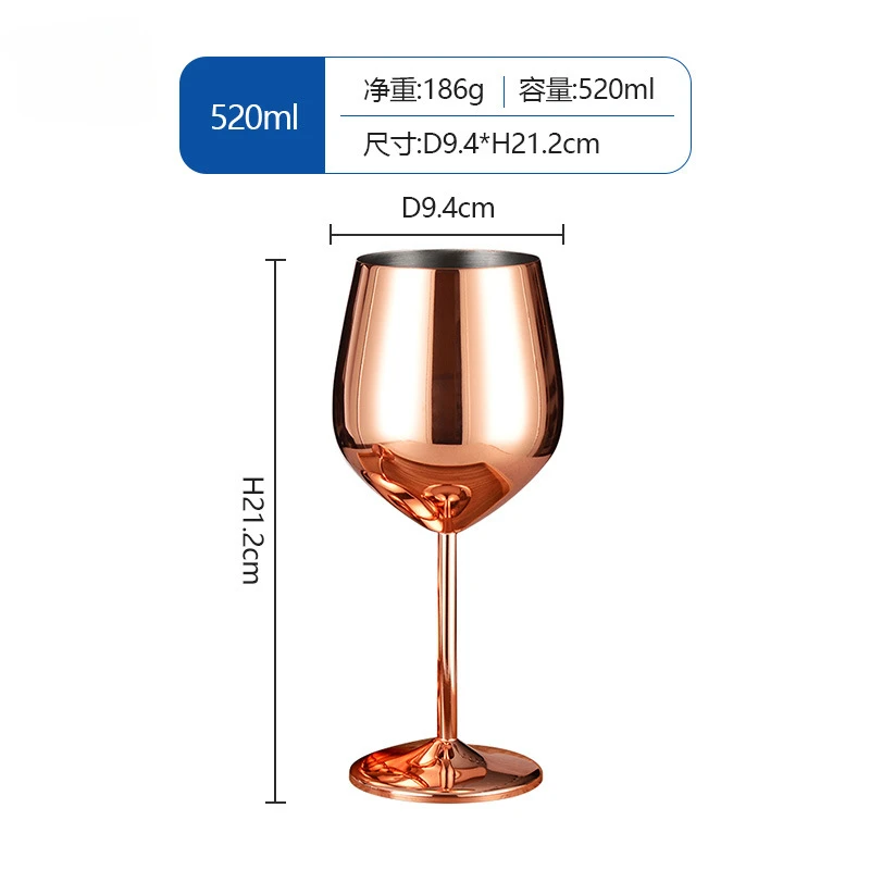 1pc 500ml Stainless Steel Wine Glass Champagne Whiskey Glass Creative Metal Goblet Wine Cup for Home Barrel Type Drop-Resistant