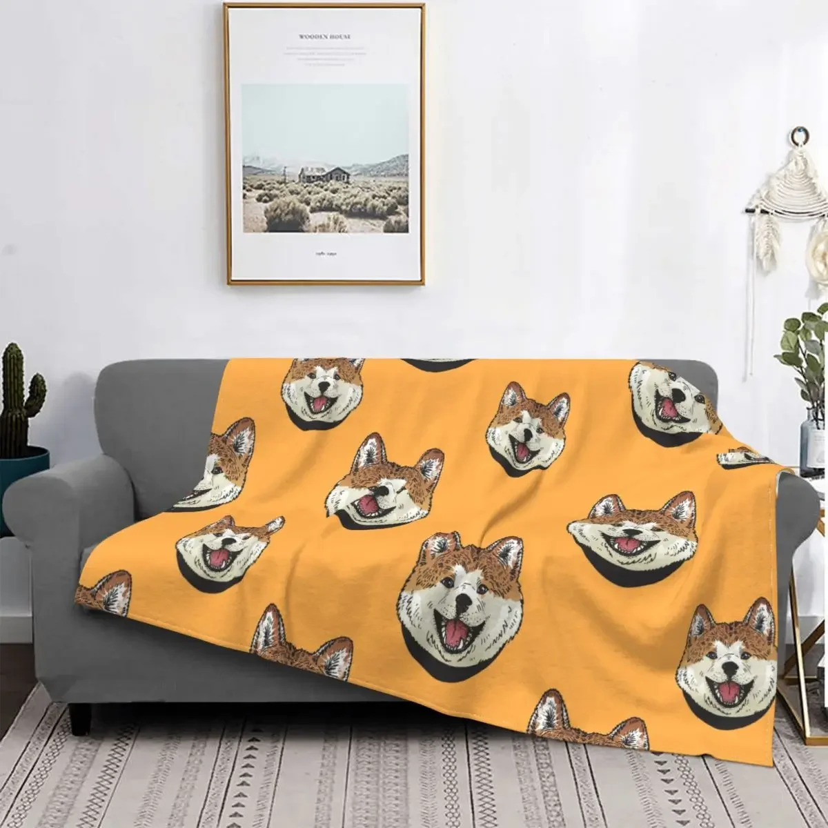 Akita Inu Dog Blanket Cover Gift for Animal Dog Lover Flannel Throw Blankets Bedroom Sofa Personalised Soft Warm Bedspread