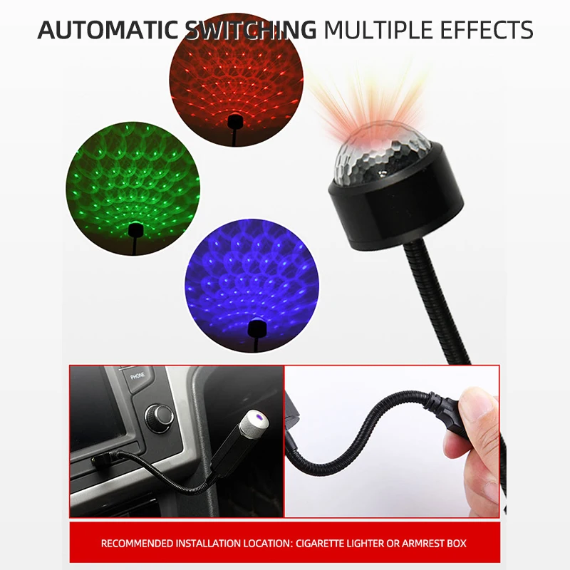 1/2x Car Mini USB Music Rhythm light Magic Stage Effect Projection Lamp LED Party Car Interior Decoration Atmosphere Night Light