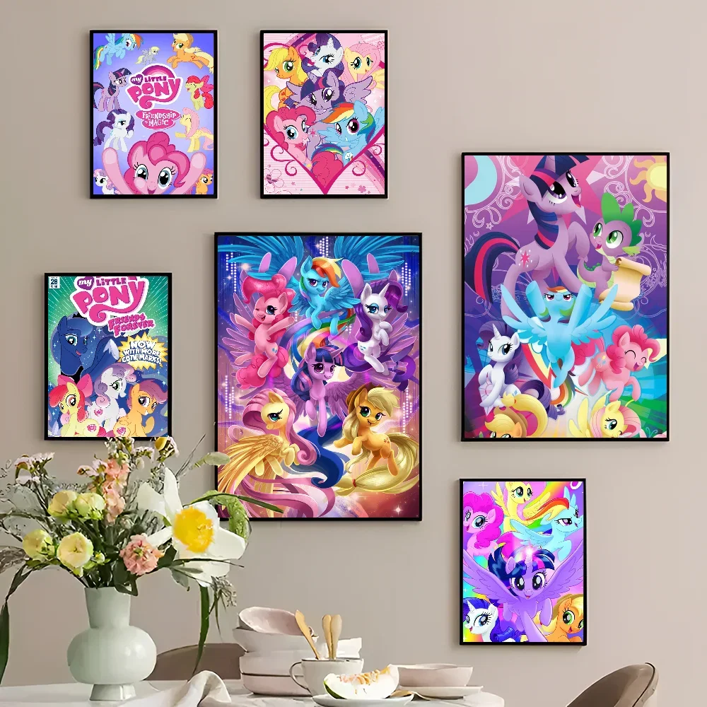 

My L-Little P-Pony Self-adhesive Art Poster Decoracion Painting Wall Art White Kraft Paper Home Decor