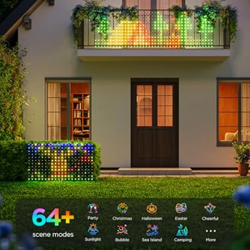 RGB Mesh Lights LED String Waterproof Curtain Light String for New Year Wedding Party Christmas Home Curtain Decoration