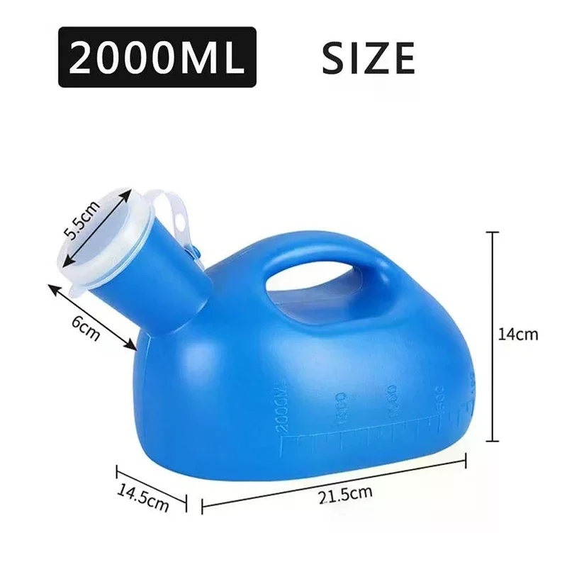 إمدادات المرحاض للخارجية 2000 مللي البلاستيك الذكور المسنين السرير قعادة زجاجة تبول جامع مع أنبوب 160 سنتيمتر المحمولة زجاجة بول التبول