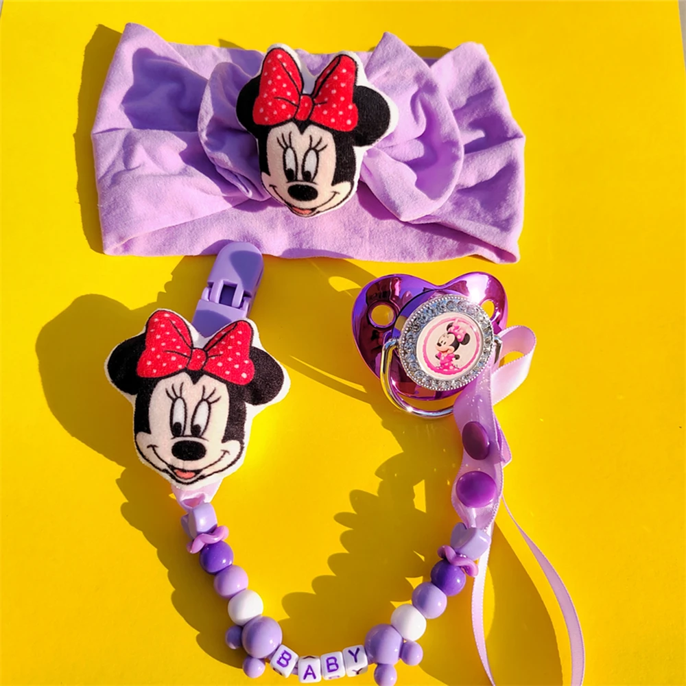 [New] Purple Small Flower Print Doll Matching Plush Minnie Mouse Girl Headband Set 0-8M Inner Length 11cm Sandals for Girls Boy