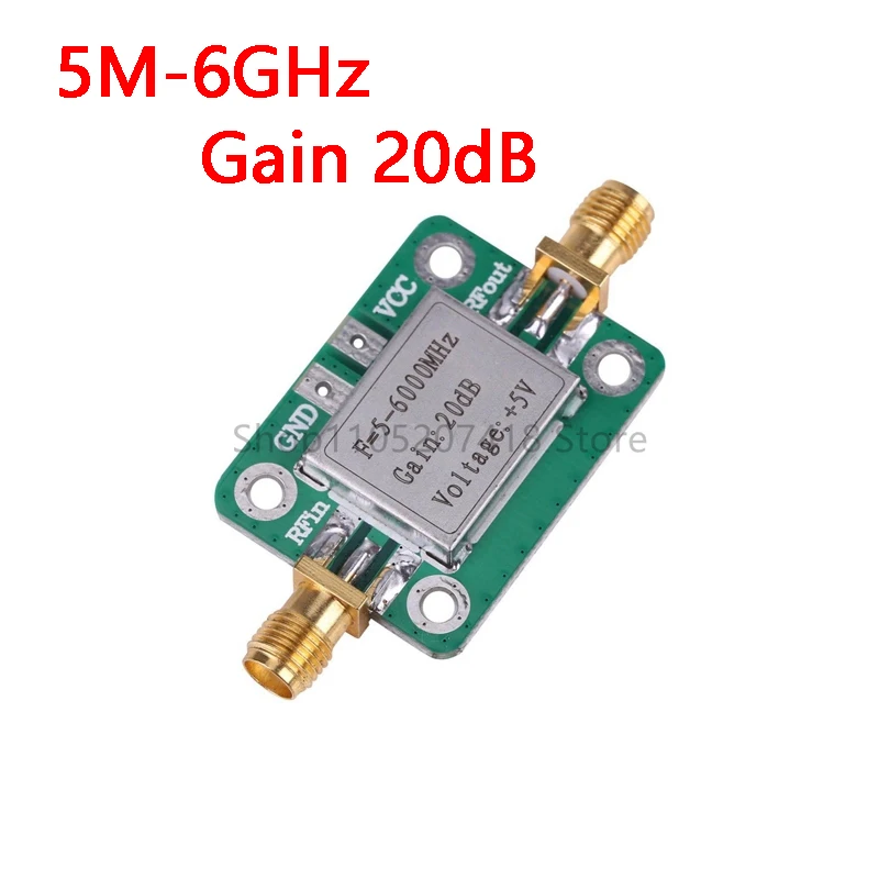 

5PCS 5M-6GHz RF Low Noise Broadband Signal Amplifier Power Amplifier Board Receiver Module Gain 20dB VFH UHF SHF 5-6000mhz LNA