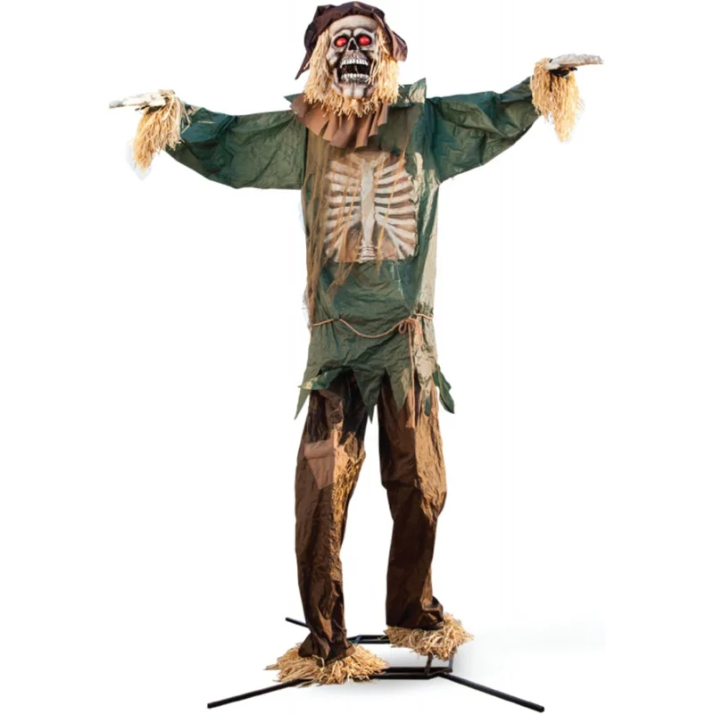 

EQHaunted Hill Farm 15-ft. Animatronic Scary Talking Scarecrow with Touch Activated Lights and Sound,Battery-Operated Outdoor Ha