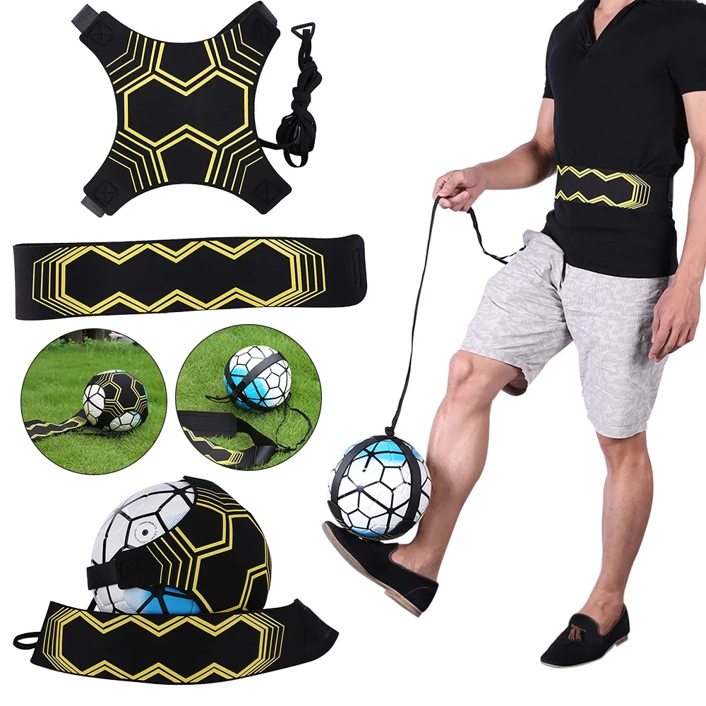 Soccer Ball Solo Trainer Children Auxiliary Circling Belt Adjustable Football Kick Trainer Nylon Cloth Elastic Band Fitness Tool