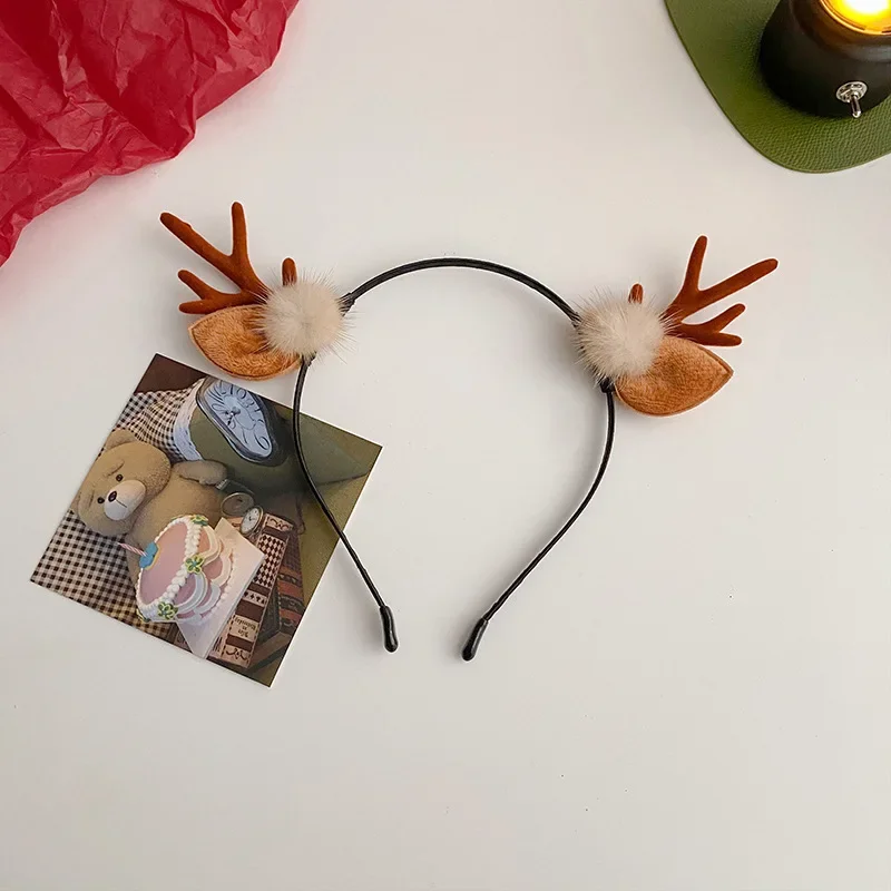 Christmas Deer Antlers Horn Headband Women Girls Cat Ear Hair Hoop Headdress Fairy Costume Headpiece Headband Hair Band