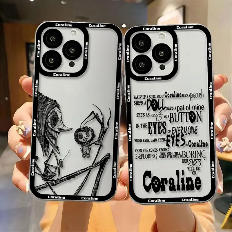 Anime Hot C-Coraline Clear Case For Samsung A73 A72 A71 A55 A52 A51 A50 A42 A35 A33 A32 A31 A30 A24 A23 A22 A13 A12 A05 5G Cover