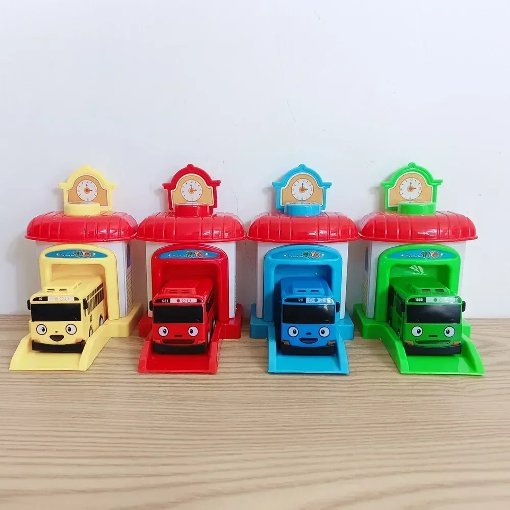 4pcs/set the little bus children miniature baby oyuncak garage tayo Ejection impact car catapult vehicle toy birthday gift