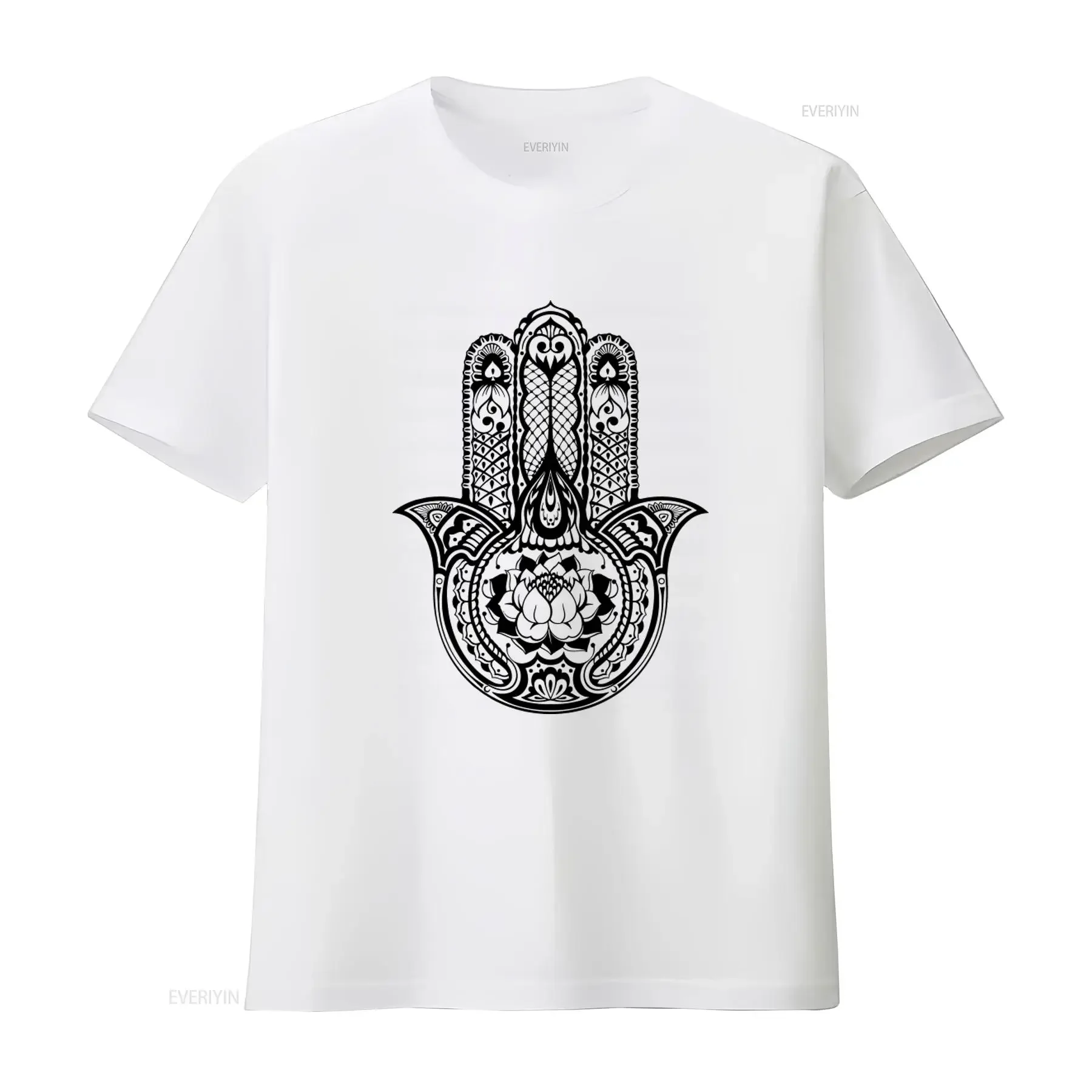 Tribal Hamsa Hand of Fatima Tattoo Large Print Men's T Shirt Unique Detailed and Stylish Design vintage Washed graphic homme