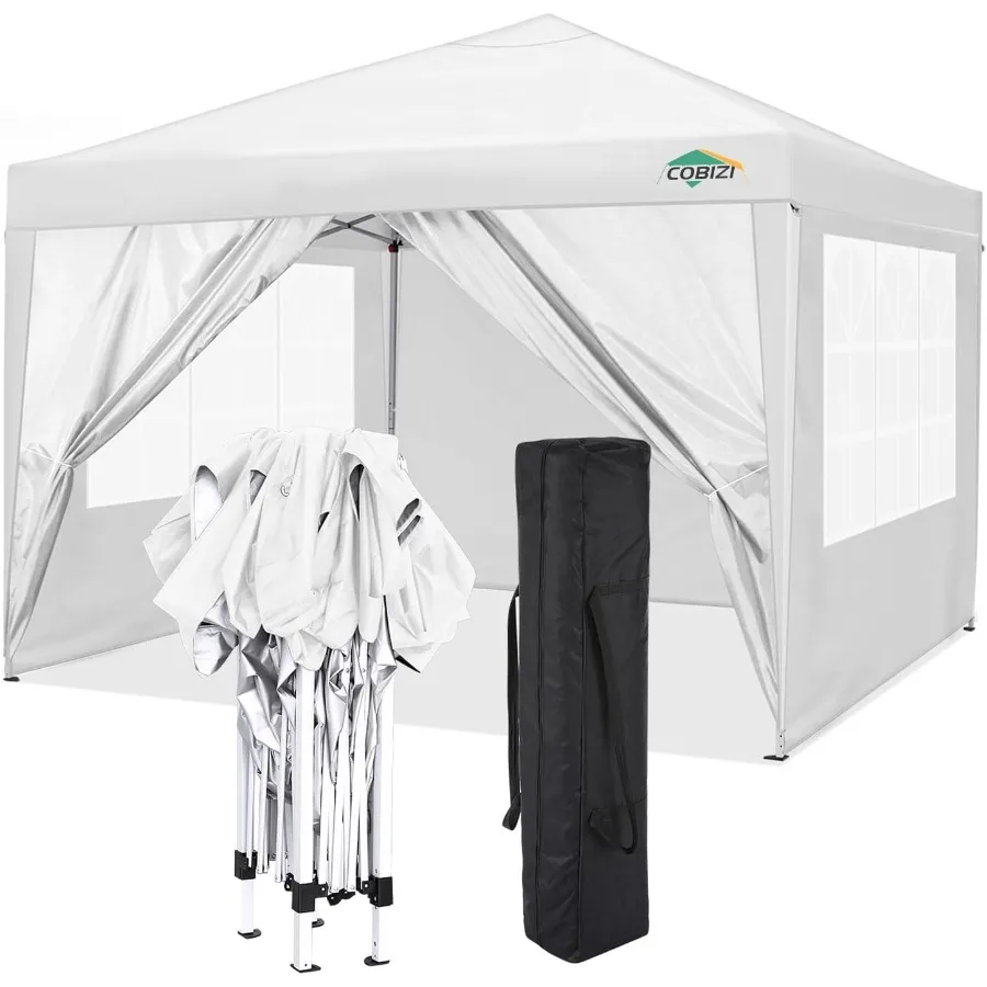 10x10 Heavy Duty Pop Up Canopy Tent, Single-Center Quick Setup with 4 Detachable Side Panels, Instant Setup Gazebo for Trade Show & Vendor Booth