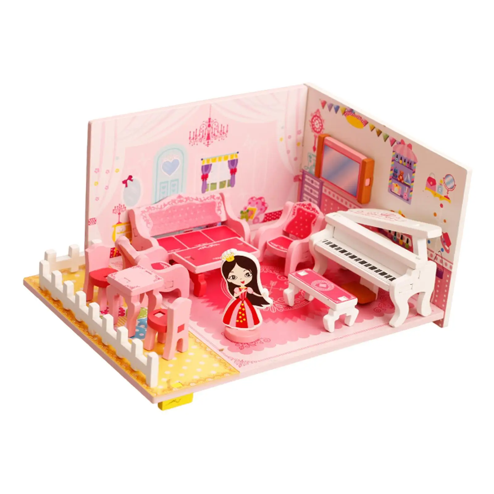 

Dollhouse Miniature DIY Kit Educational Toy Craft Tiny House Toy 3D Wooden DIY House Kit Handmade for Kids Adults Teens