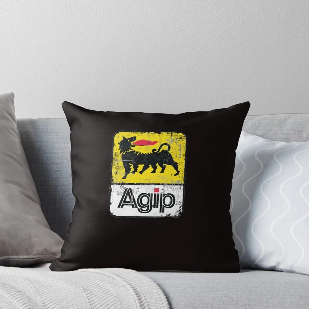 AGIP Lubricants Logo 1968, 1998 Distressed version Throw Pillow Cushions Cover Embroidered Cushion Cover pillow