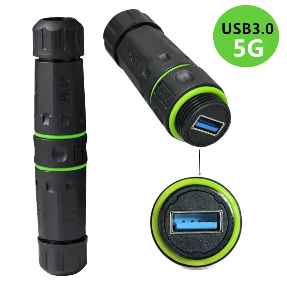 5Gpbs USB 3.0  Female to Female Panel Mount Coupler,Outdoor Waterproof USB Pass Through Adapter