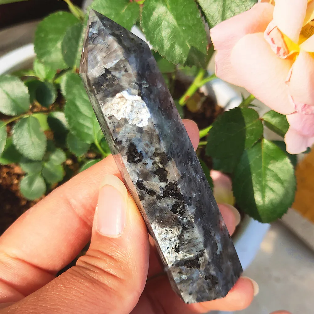 6-10cm Natural Spectrolite Crystal Wand Granite Quartz Point Gemstone Tower Obelisk Healing 1 pcs