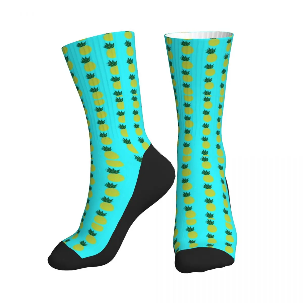 Tropical Pineapple An Black Sole Sports Mid-Tube Socks
