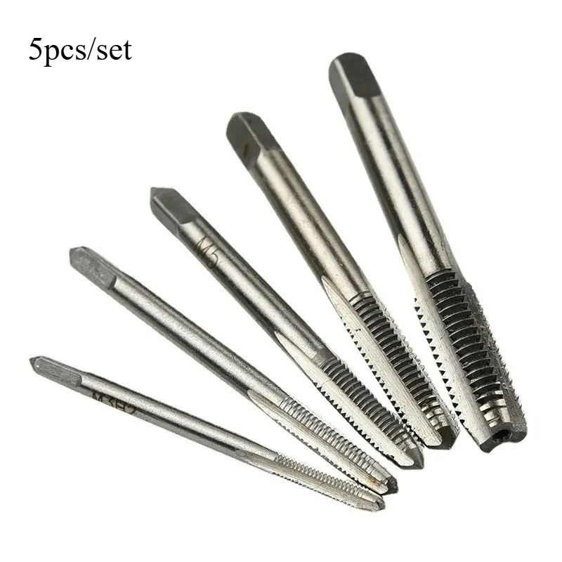5PCS/Set M3 M4 M5 M6 M8 Tap Ulir Mesin Spiral Point Straight Fluted Metrik Plug Hand Tap Drill