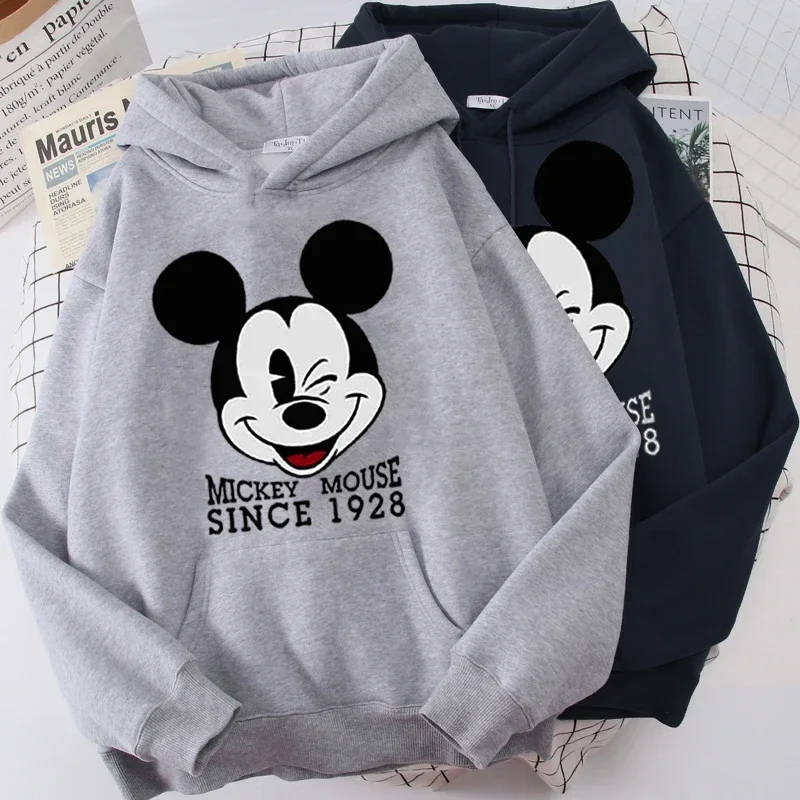 Moletom estampado engraçado para desenho animado feminino, capuz mickey mouse, hip hop, estilo harajuku, moda outono e inverno