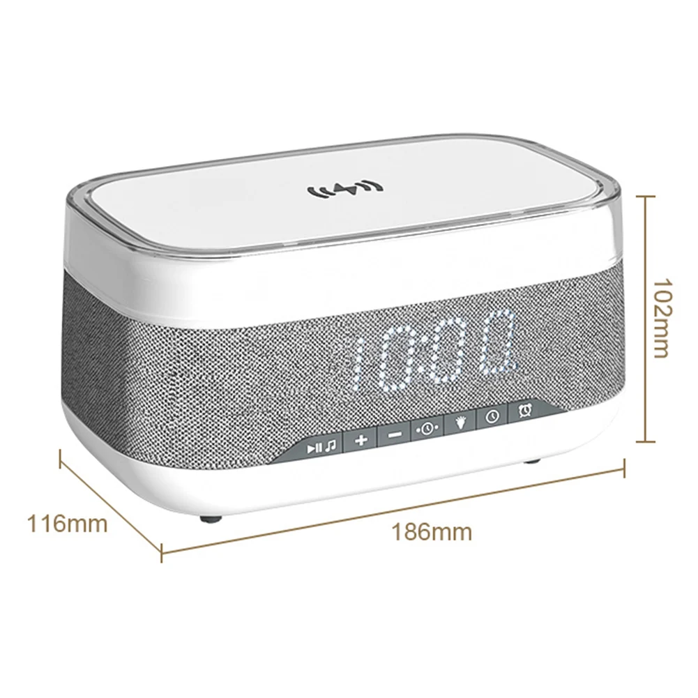 

Bluetooth-Compatible Speaker With Wireless Charger Stereo Surround Bass Music Box For Bedroom Living Room