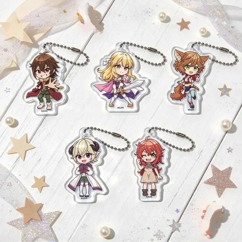 5PCS Anime I Became a Legend After My 10 Year-Long Last Stand 6CM Acrylic Keychain Bag Pendant Celliss Morton/Luck Lock Franze