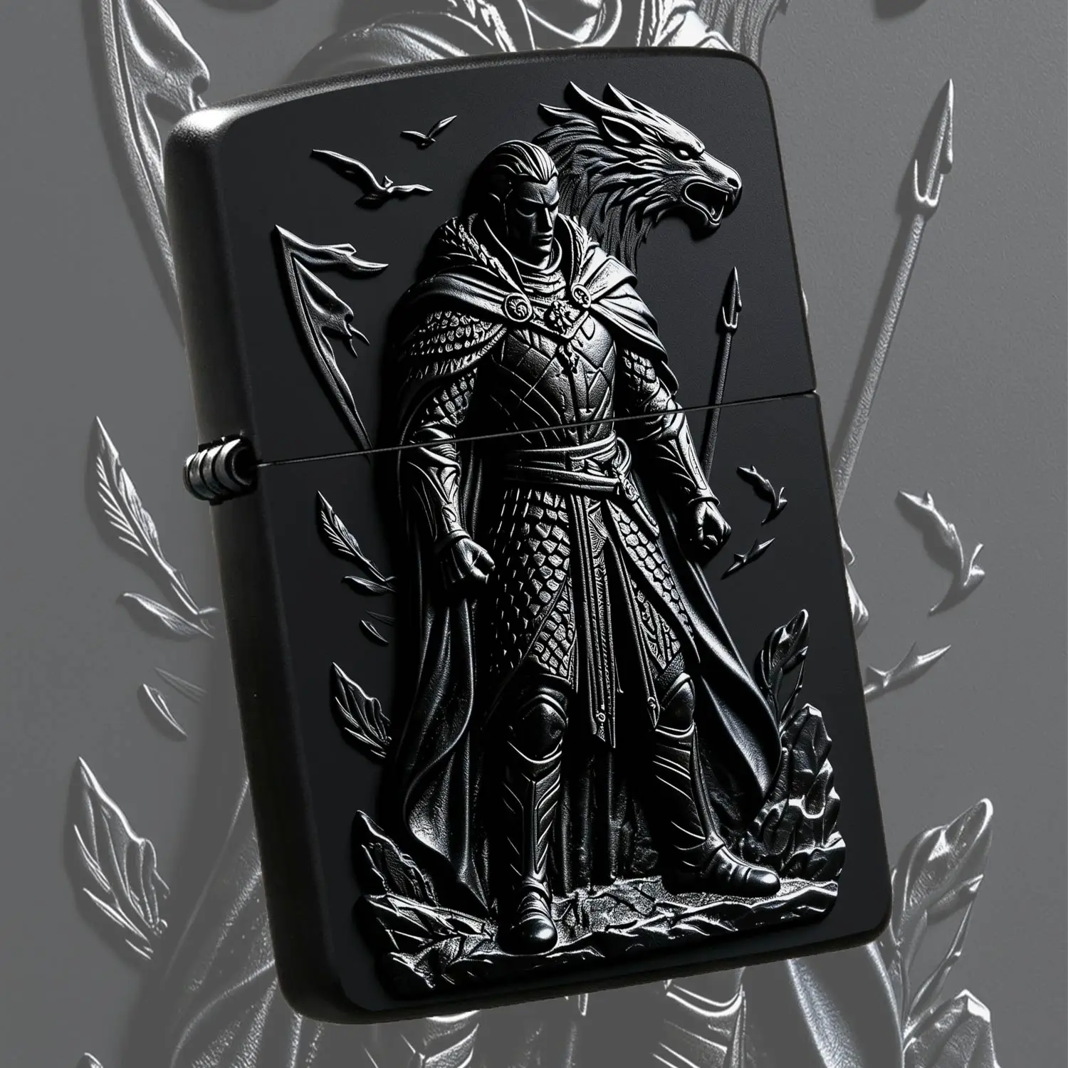 Vintage Embossed Knight Dragon Pattern Lighter, Dark Style Reliefportable Igniter, Delicate Art Ornament For Outdoor Daily Commute Business, Unique Creative Present For Family Friends Collectible Use A Humorous And Interesting Lighter