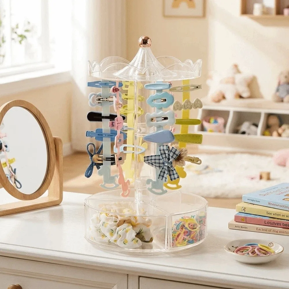 360 Degree Rotating Earring Display Stand Dustproof and Moisture-proof Transparent Plastic Hair Accessory Storage Box Durable