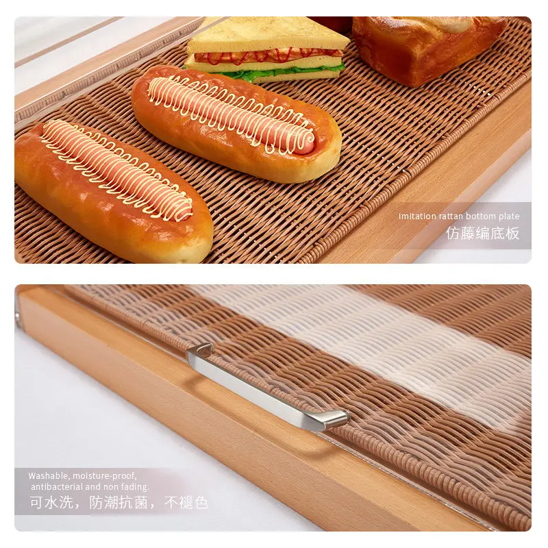 Buffet bread display case with organizer cake tray