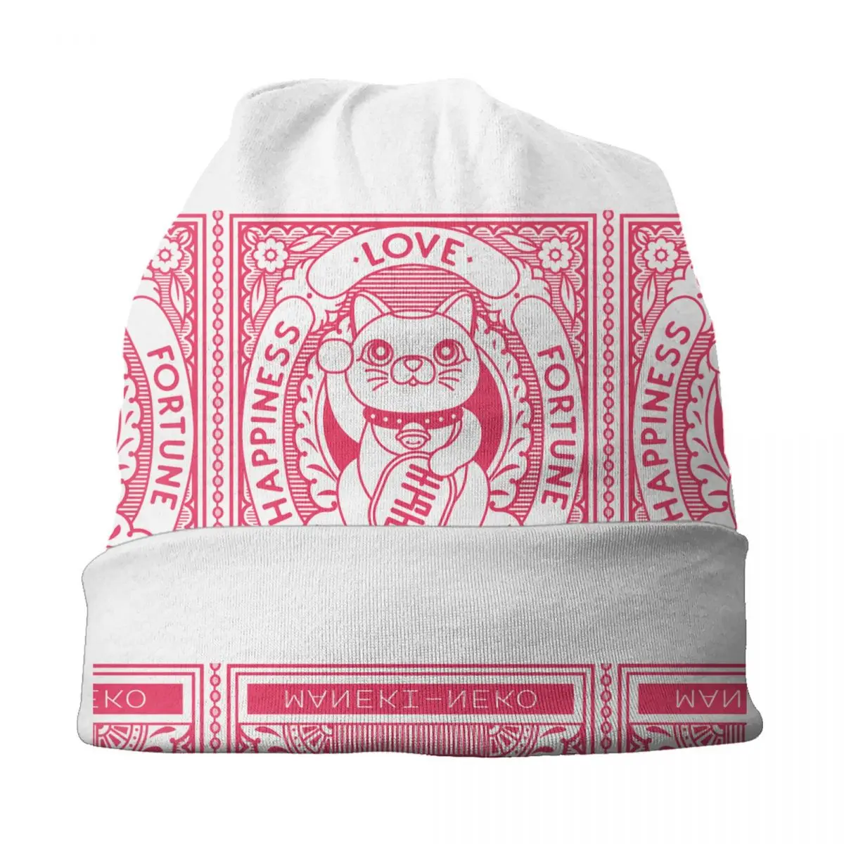 مخصص Maneki Neko بونيه قبعة متماسكة قبعة الرجال النساء كول للجنسين محظوظ قطة الحظ شتاء دافئ Skullies Beanies قبعات
