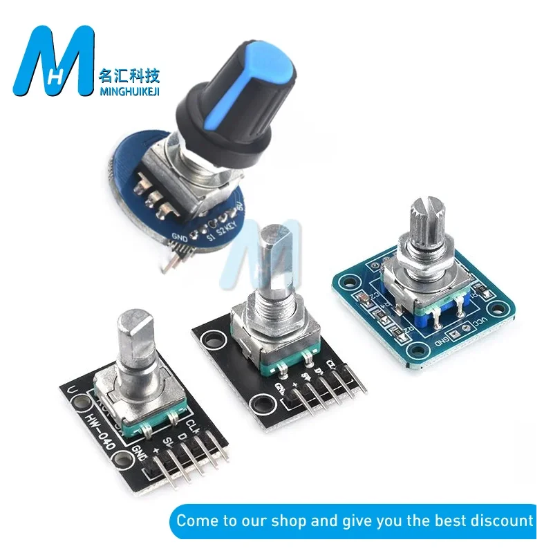 KY-040 Кирпичный датчик, поворотный энкодер на 360 градусов, круглый аудио вращающийся потенциометр, ручка, крышка EC11, цифровой поворотный энкодер