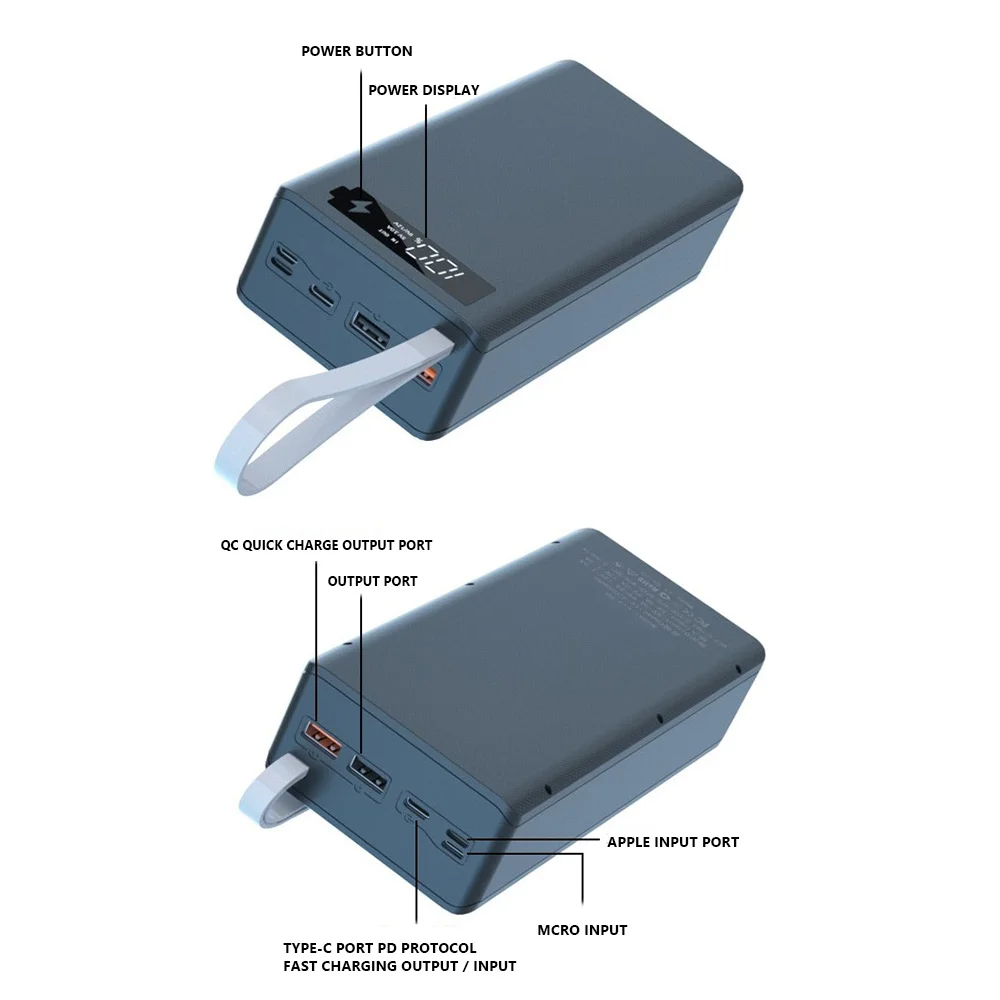 14X 18650 صندوق تخزين البطارية PD شحن سريع لحام مجاني لتقوم بها بنفسك علبة بنك الطاقة 18650 صندوق حامل البطارية، أسود