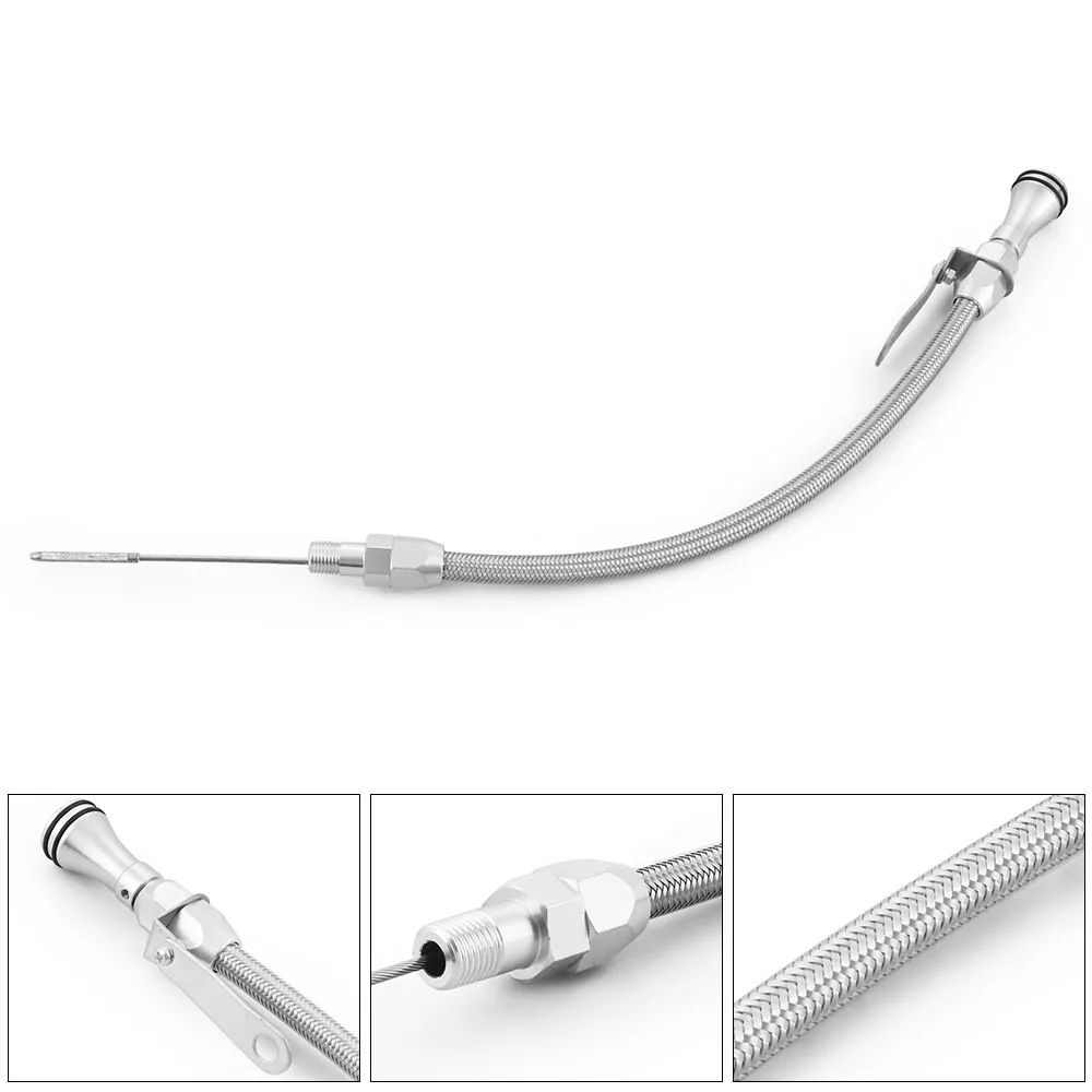 

20-дюймовый 1/4 "NPT щуп, универсальный щуп для измерения уровня моторного масла, гибкая нержавеющая заглушка для слива масляного поддона 1/4 дюйма NPT для Chevy для Ford