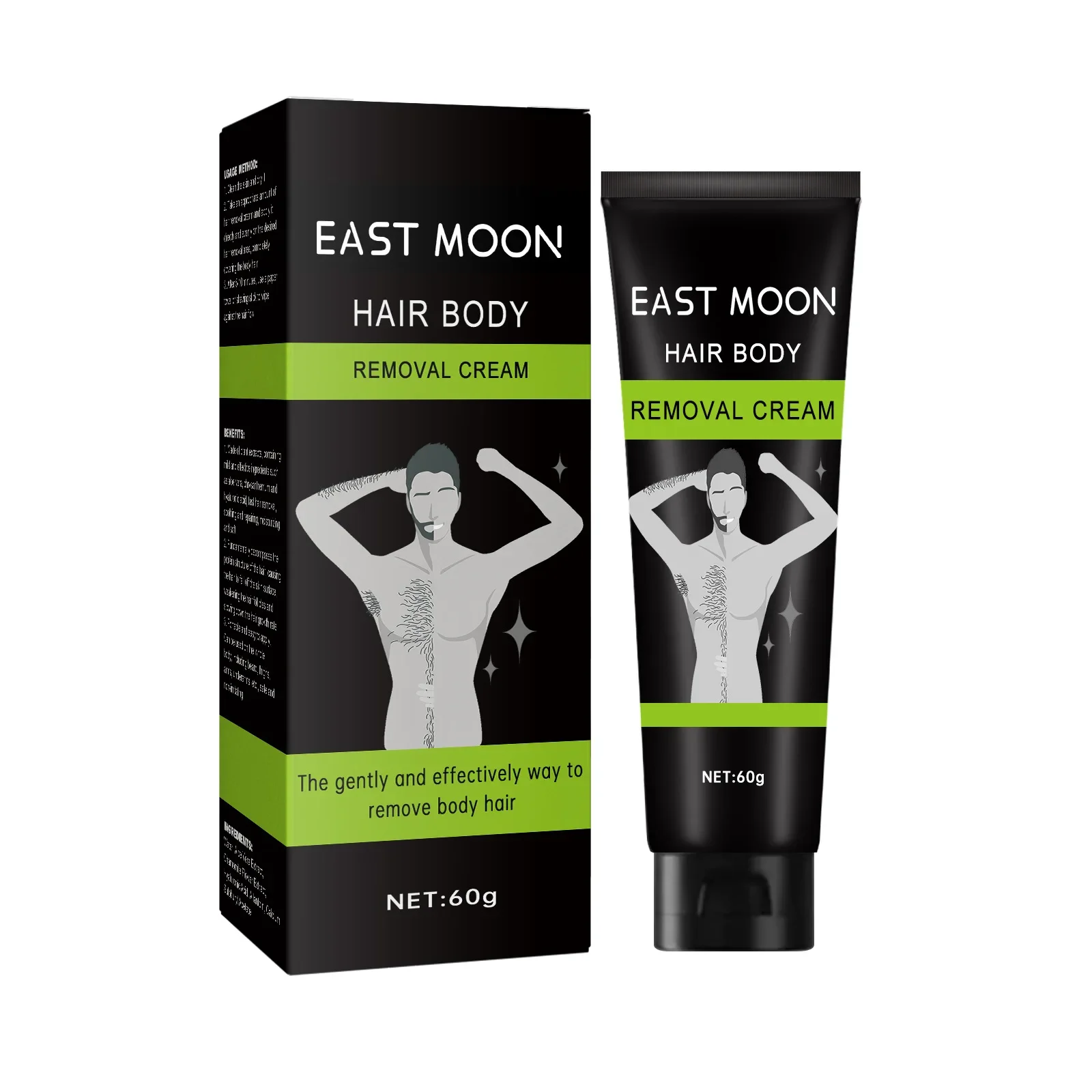 

East Moon Men's Body Depilatory Cream No More Painful Hair Removal - Men's Depilatory Cream for Underarms, Arms, and Legs