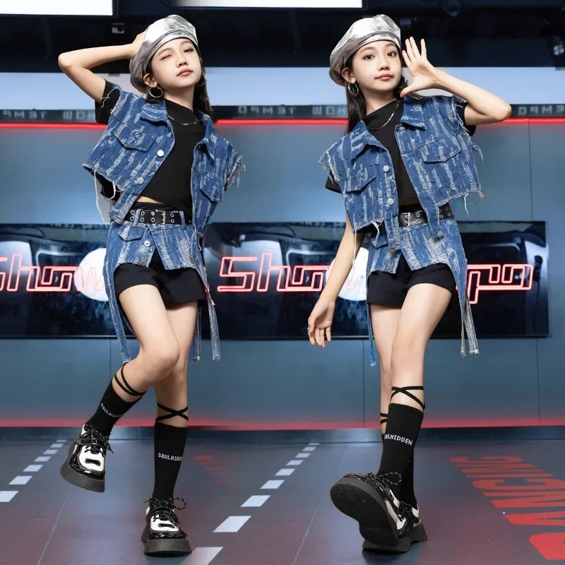 

Cheerleading Kpop Stage Outfit Girls Jazz Dance Costume Kids Performance Hip Hop Street Clothing Runway Rave Wear