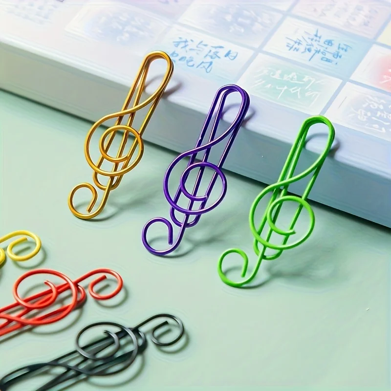 20-Piece Set of Random Color Musical Note-Shaped Paper Clips, Bookmark Musical Note Paper Clips, Cartoon Test Paper Clips