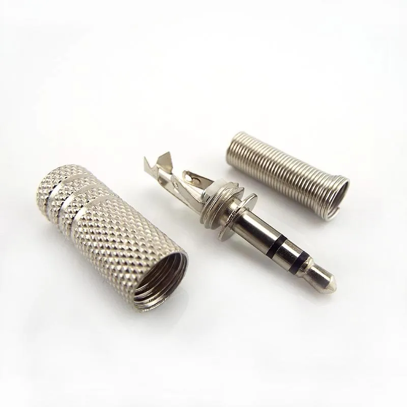 

Metal 3.5mm 2 Ring 3 Poles Stereo Jack Plug Audio Connector Cable Solder Adapter Terminal with Spring E4
