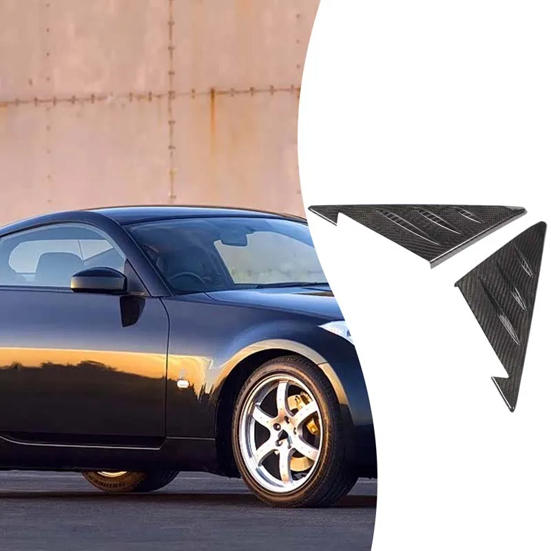 For Nissan 350Z Z33 2003-2006 Real Dry Carbon Fiber Car Front A-Pillar Louver Triangular Frame Cover Decorative Sticker