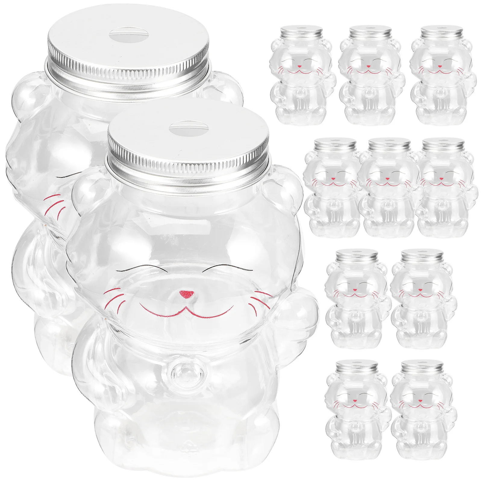 

10Pcs Lovely Cat Shape Empty Milk Bottles Small Portable Beverage Bottles Party School Office 350ml Milk Bottle