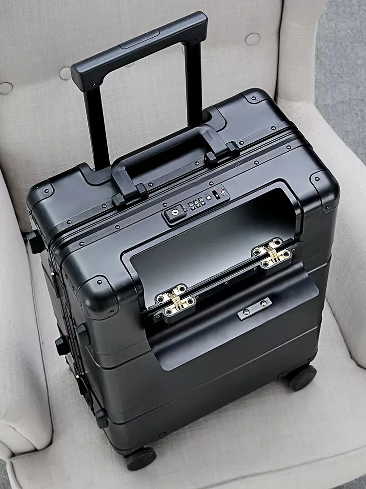 Front Opening 100% Aluminum Material Technology And Fashion High Quality trolley wheel Luggage Spinner brand Travel Suitcase