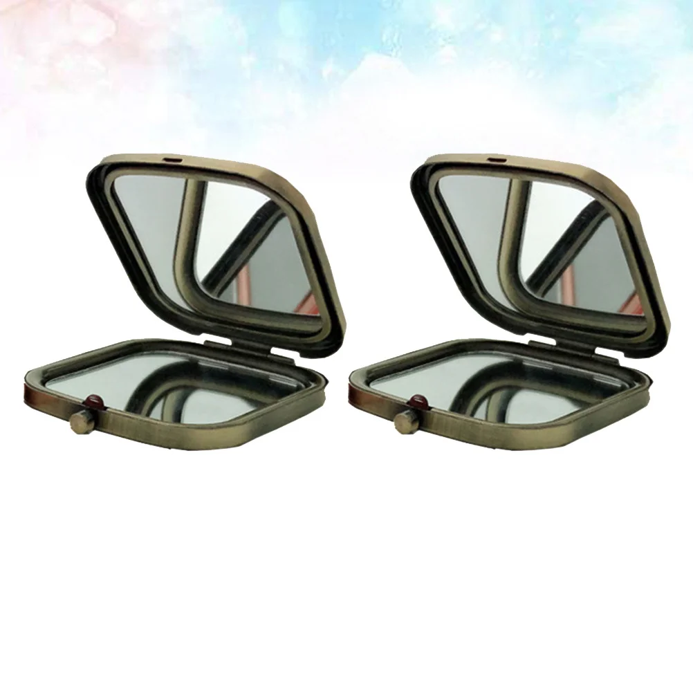 2 Stück quadratischer Make-up-Spiegel, klar, hochauflösend, faltbar, tragbar, kleiner Spiegel für Frauen und Mädchen, Geldbörse, Tasche, kompakt, doppelseitig
