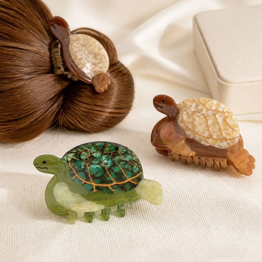 Acetate Turtle Hair Claw Clip Interlocking Teeth Decorative Style Animal Hair Clip Hairstyles Tool Glossy Finish