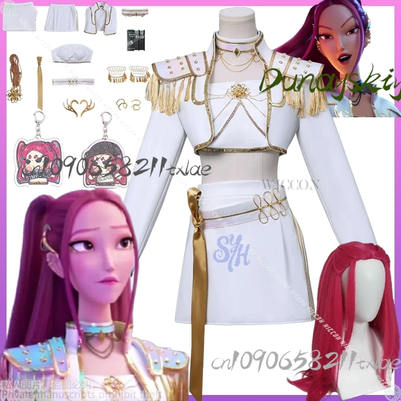 

Mira Huntrix KPop Охотники на демонов ЧТО ЭТО ЖИВЕ Сценическое аниме Косплей Белый Корея Идол Сексуальное мини-платье Хэллоуин 코스프레