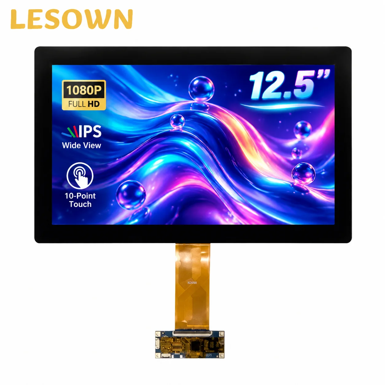 LESOWN 12.5 Inch Touch Screen Monitor 1080P LCD Display 10 Point Capacitive Panel Industrial Embedded Display DIY HDTV VGA