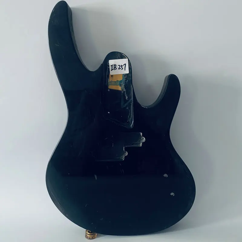 

iB257 Custom Order 4 String Precision Electric Bass Semi Finishing Bass Guitar Body Black Color with Paint and Wood Damages DIY