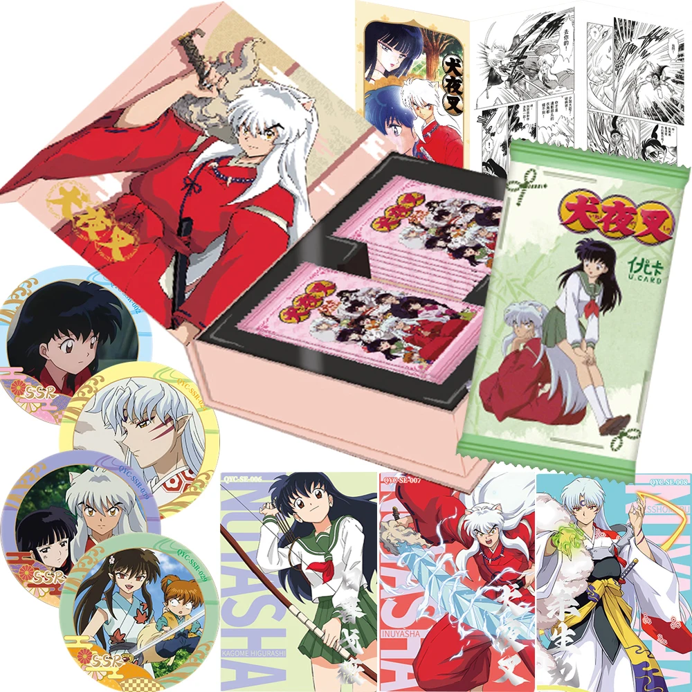 

Inuyasha Collection Cards for Boys Girls Magical Adventure Anime Character Classic Hot Stamping Gold Transparent Cards Toy Gift