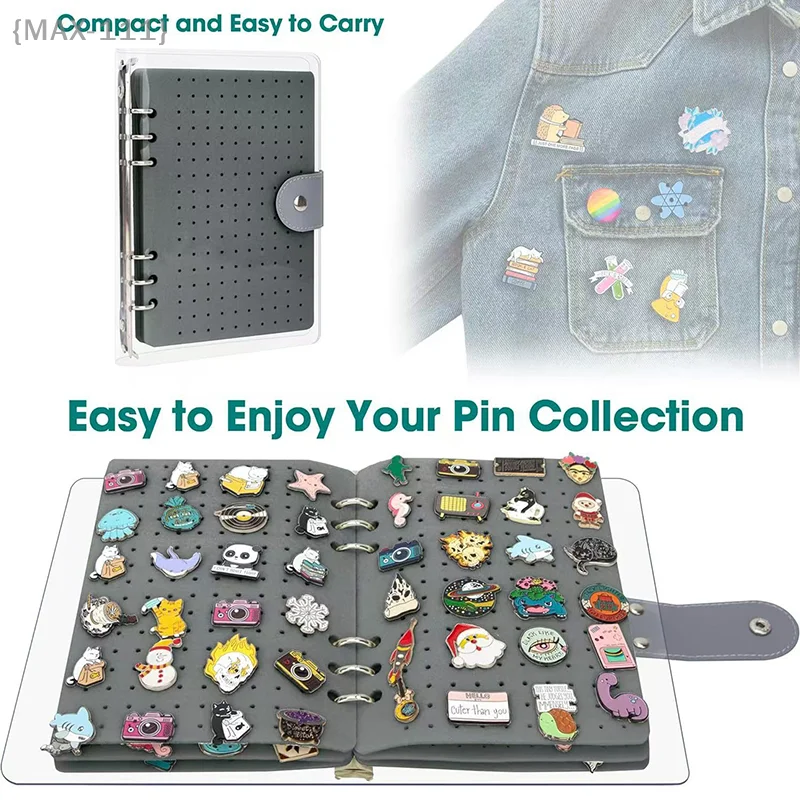 【لا】ألبوم دبوس التذكار - كتاب عرض بروش اللباد مع صندوق شارة معدنية لتنظيم وجمع السحر بنفسك