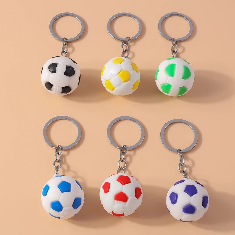 New Resin Mini 3D Soccer Football Keychain Sport Ball Key Ring Pendant for Men Women Car Key Holder Handbag Decor Jewelry Gift