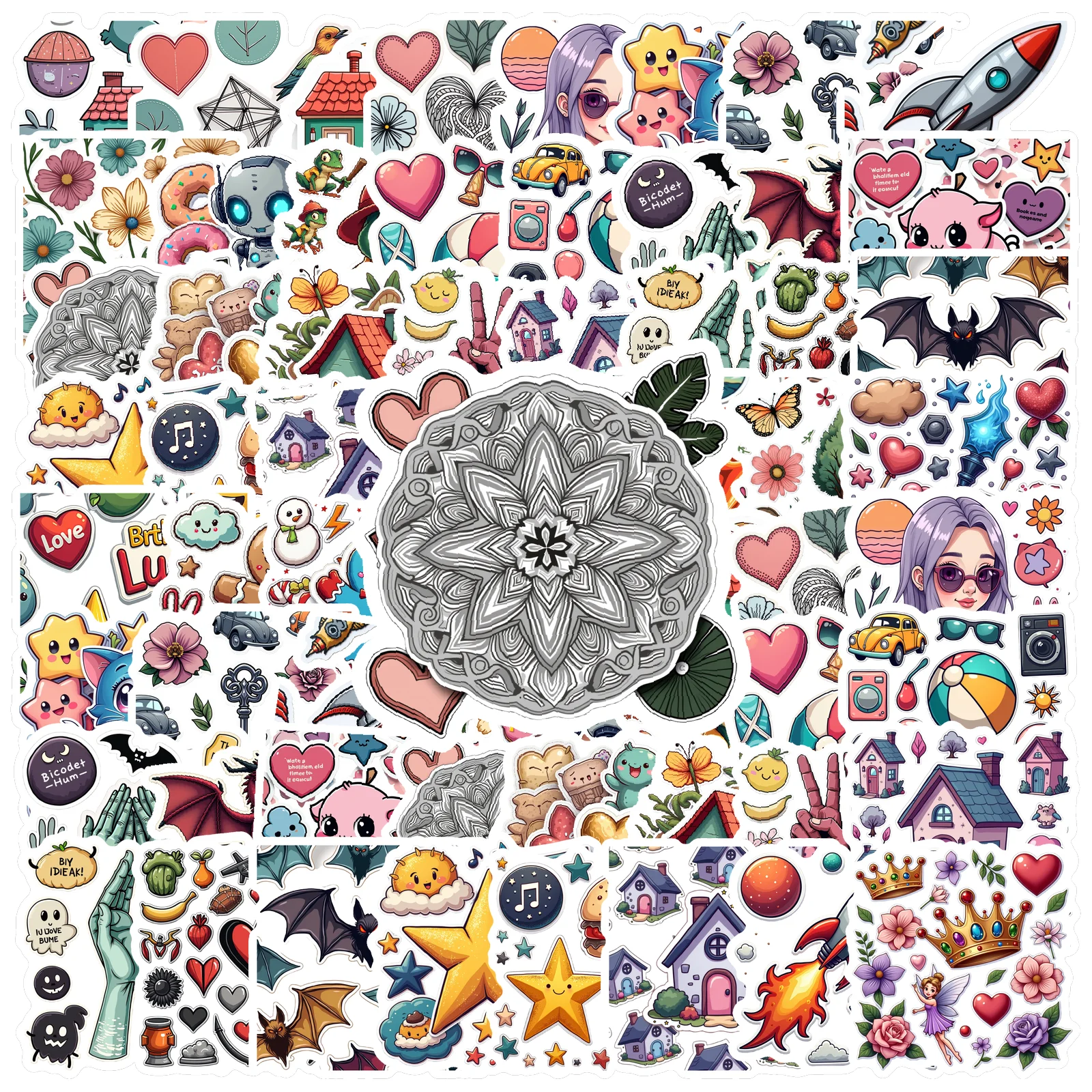 35pcs-70pcs Fantasy Space Stickers Cartoon Fantasy Stickers Animal Stickers For Laptop Luggage Scrapbook Diary