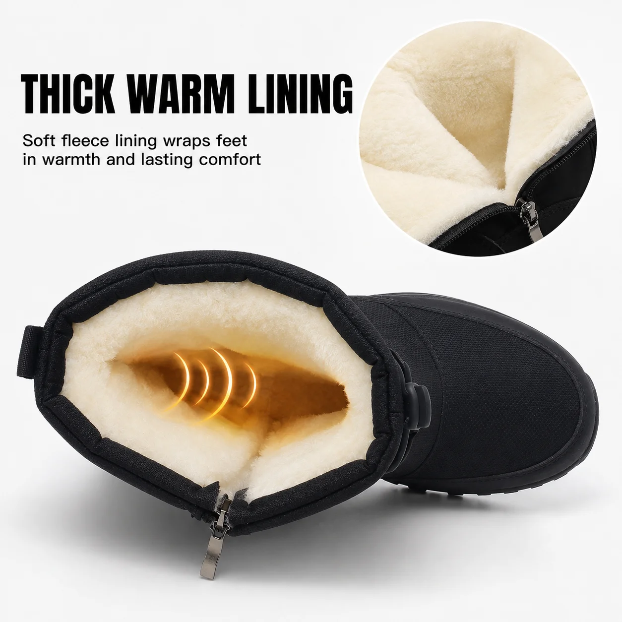 Warme Winter-Plüsch-Schneestiefel für Damen und Herren, Outdoor-Winterstiefel, winddichte Baumwollschuhe, abriebfeste und rutschfeste Stiefeletten. – Detail 6